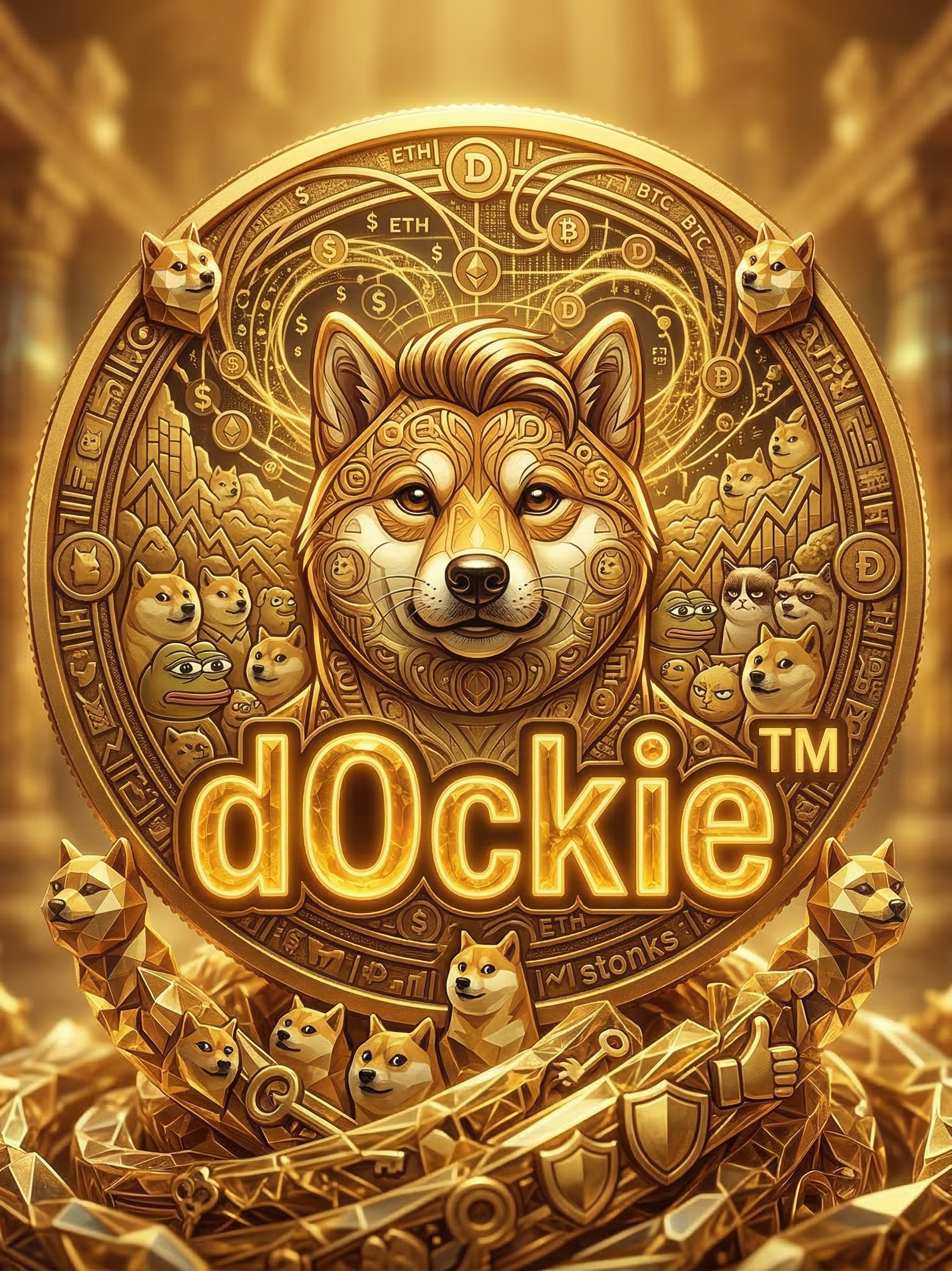 $DOCKIE golden meme coin artwork